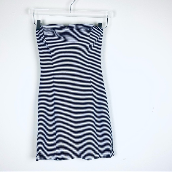 Club Monaco Strapless Striped Navy/White Mini Dress- size 2 - Picture 2 of 8